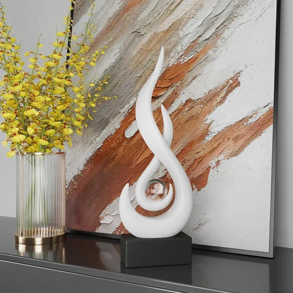 Stylish Sculpture Ornament - Abstract Ceramic Flame Design - Elegant Home Decor - Image 2