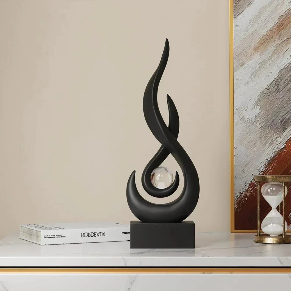Stylish Sculpture Ornament - Abstract Ceramic Flame Design - Elegant Home Decor - Image 4