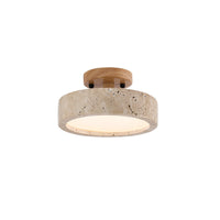 Stylish Travertine Ceiling Light - Modern Round LED Plafondlamp - Minimalist Design