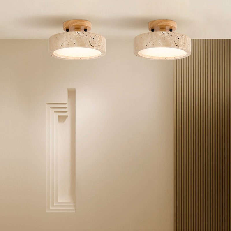 Stylish Travertine Ceiling Light - Modern Round LED Plafondlamp - Minimalist Design - Image 2