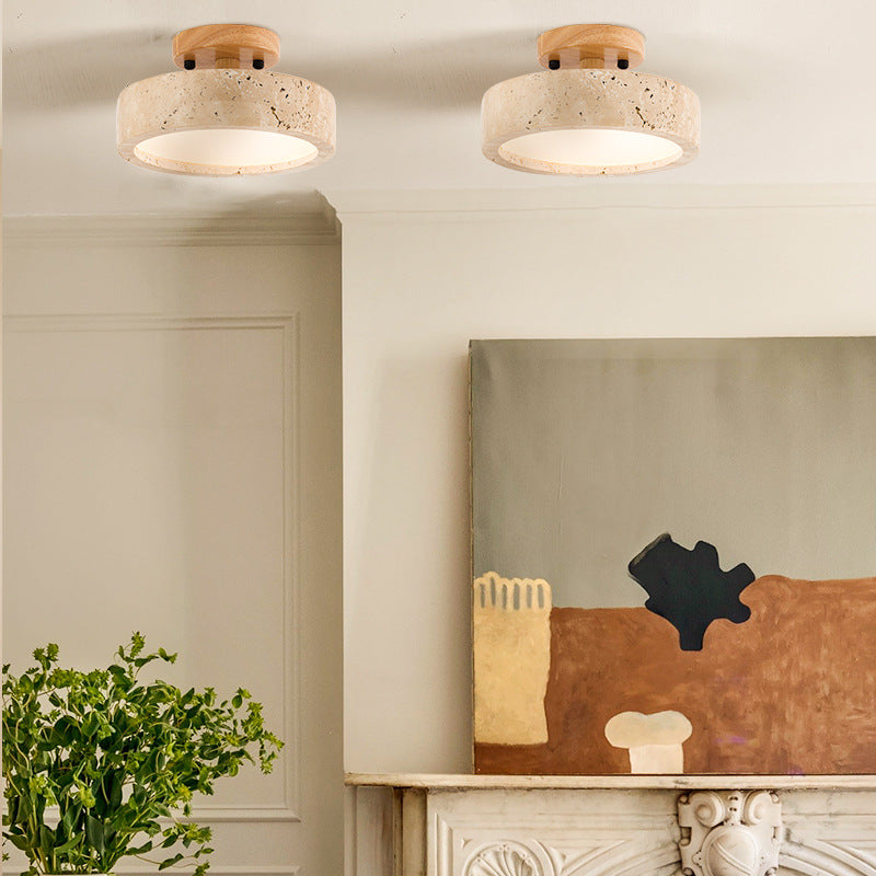 Stylish Travertine Ceiling Light - Modern Round LED Plafondlamp - Minimalist Design - Image 3