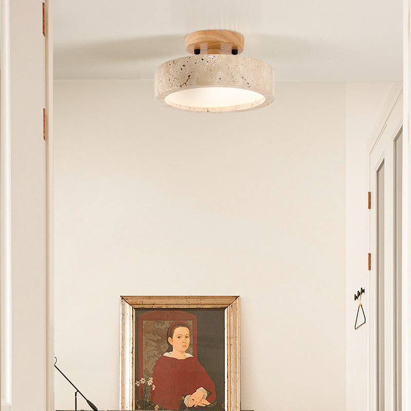 Stylish Travertine Ceiling Light - Modern Round LED Plafondlamp - Minimalist Design - Image 4