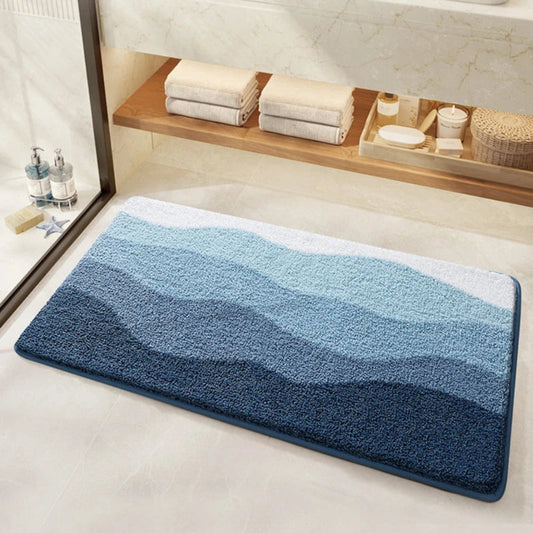 Stylish Wave Pattern Bath Mat - Flocking Material - Non-Slip Design - Image 1