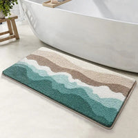 Stylish Wave Pattern Bath Mat - Flocking Material - Non-Slip Design