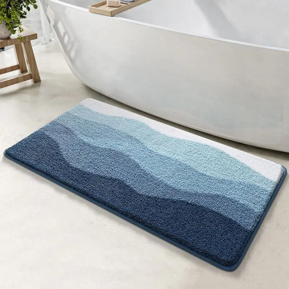 Stylish Wave Pattern Bath Mat - Flocking Material - Non-Slip Design - Image 3