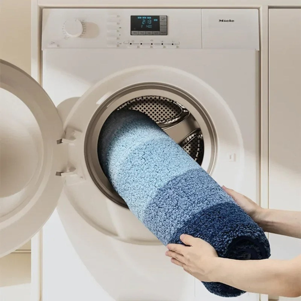 Stylish Wave Pattern Bath Mat - Flocking Material - Non-Slip Design - Image 4