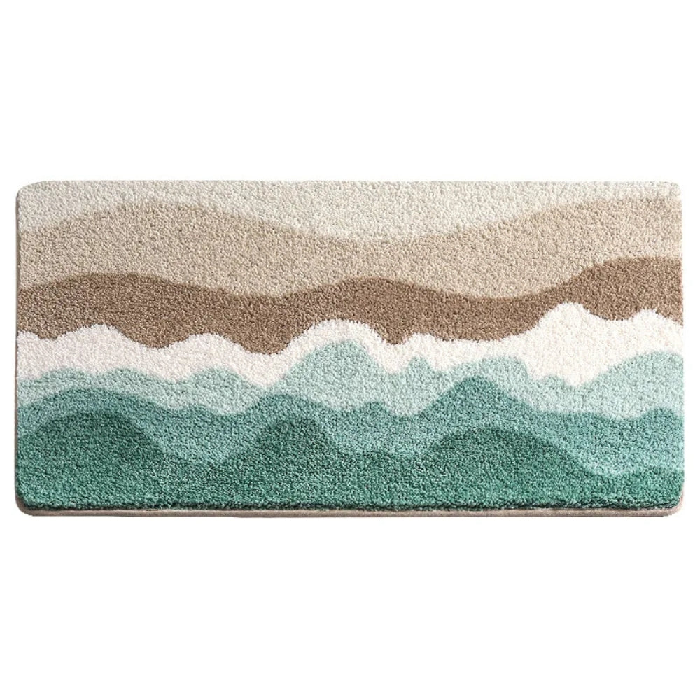 Stylish Wave Pattern Bath Mat - Flocking Material - Non-Slip Design - Image 5