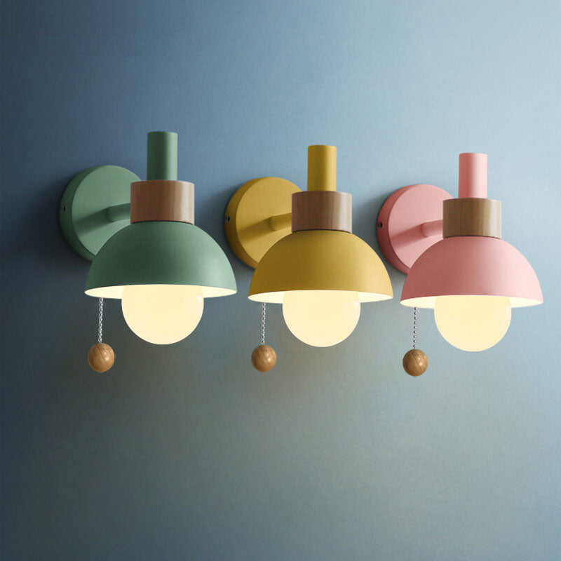 Stylish Wood & Metal Wall Sconce - Globe LED Light - Nordic Design - Image 1