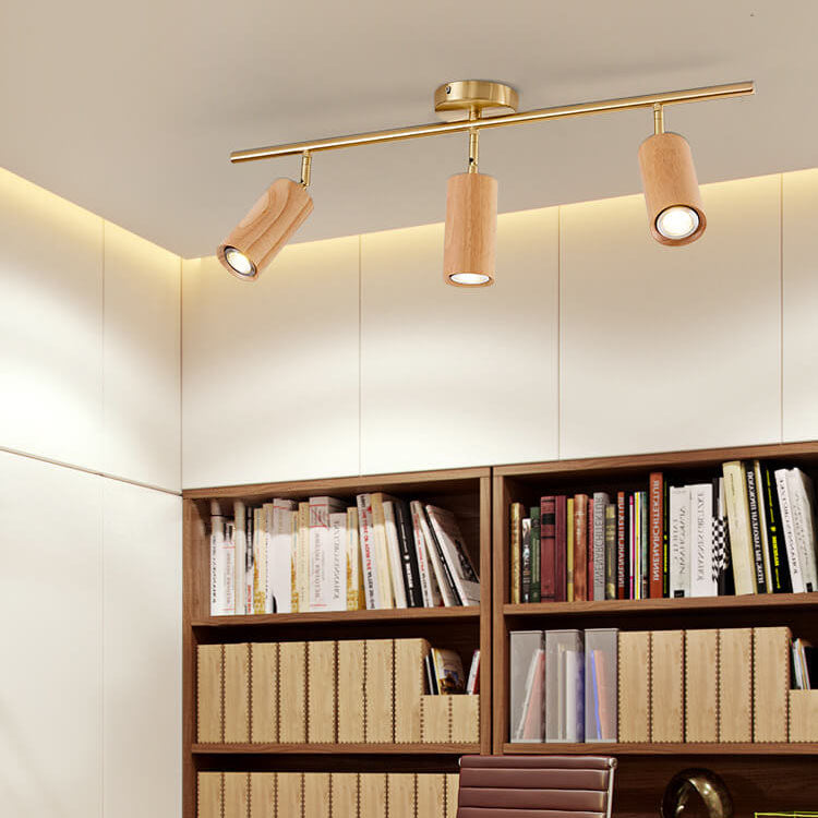 Stylish Wood Spotlight Ceiling Light - Modern LED Semi-Flush Mount Fixture - Image 3
