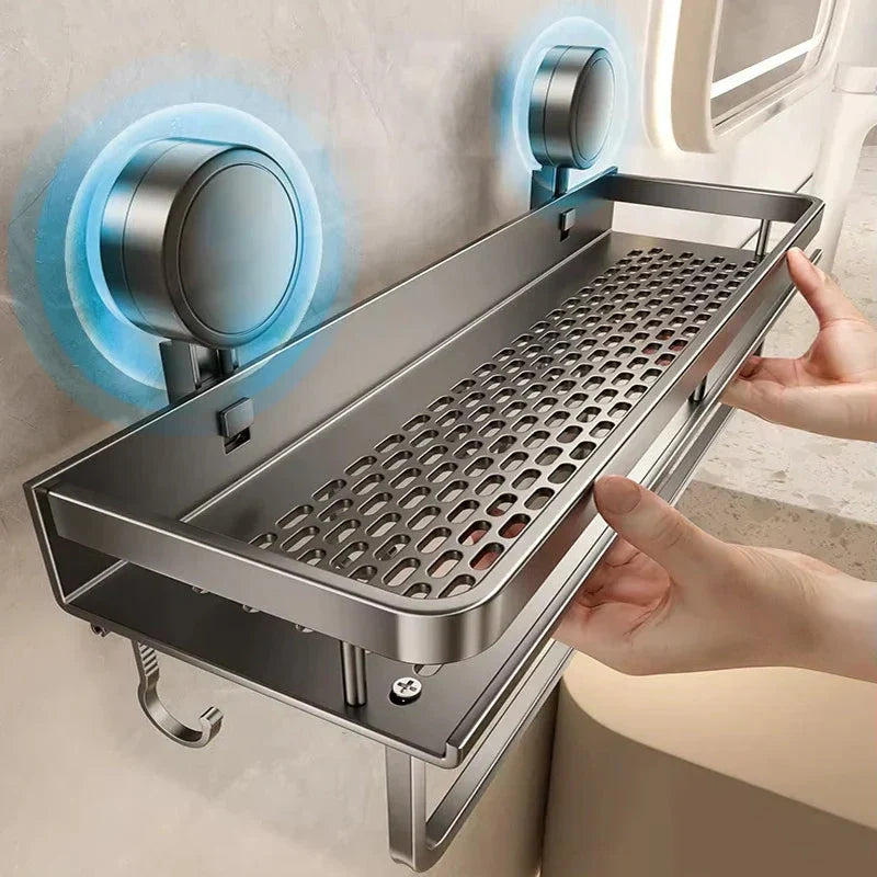 Suction Cup Bathroom Shelf | Drill-Free | Draining Storage Rack | SnapShelv