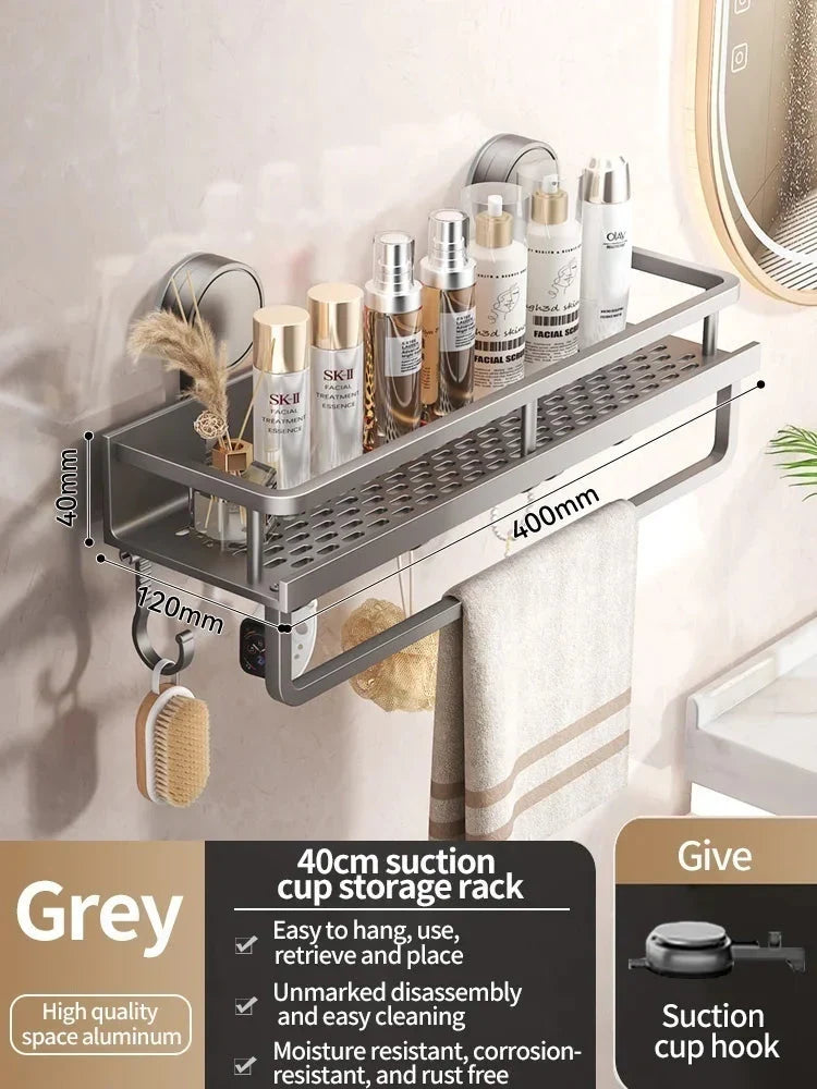 Suction Cup Bathroom Shelf | Drill-Free | Draining Storage Rack | SnapShelv