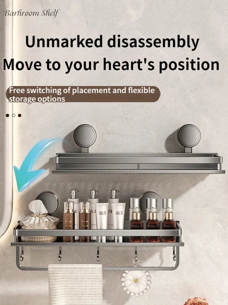 Suction Cup Bathroom Shelf | Drill-Free | Draining Storage Rack | SnapShelv