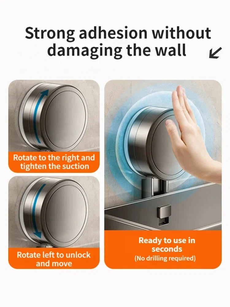 Suction Cup Bathroom Shelf | Drill-Free | Draining Storage Rack | SnapShelv