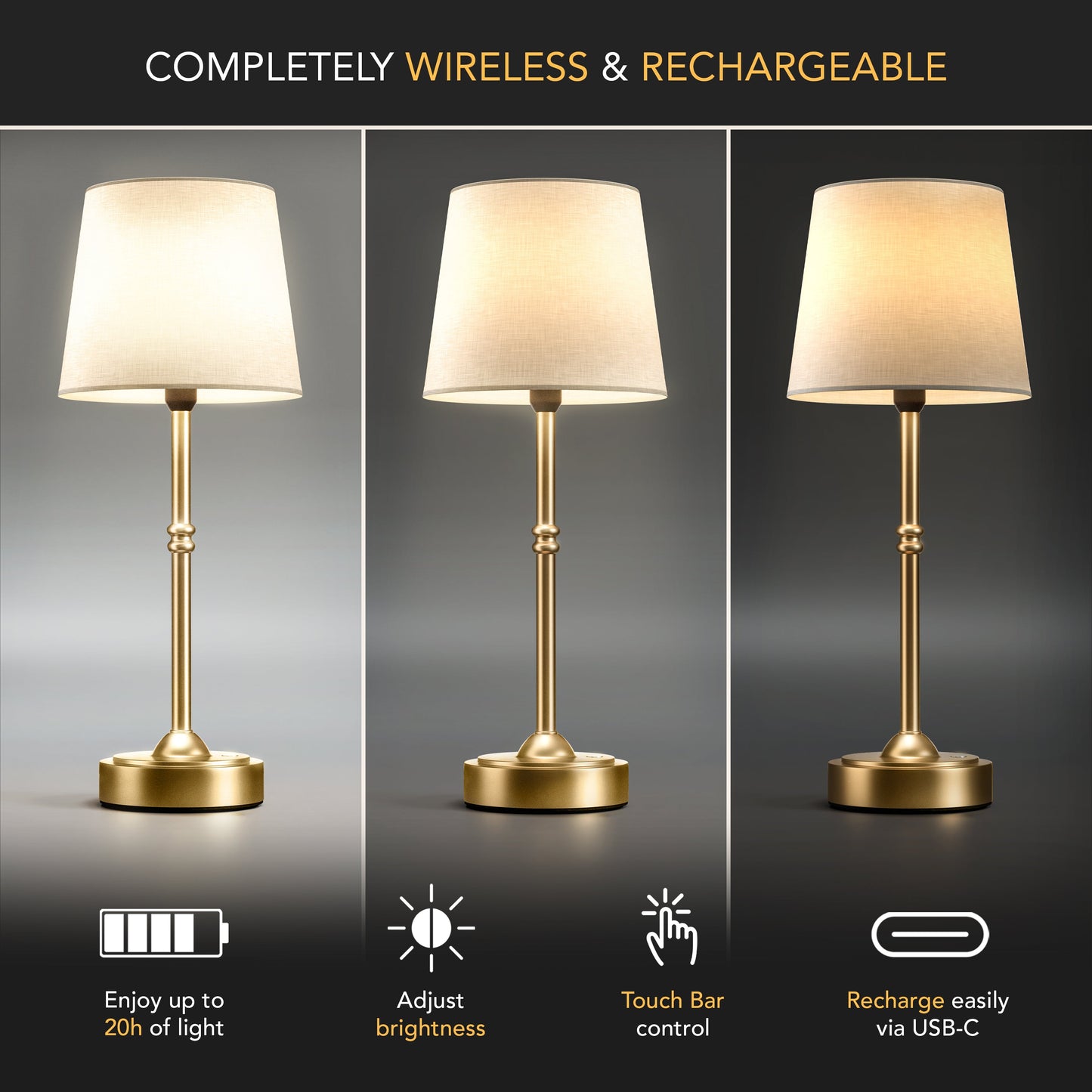 Table Lamp - Stylish Bedside Lamp - Metal & Fabric Shade - Modern Design - Image 5