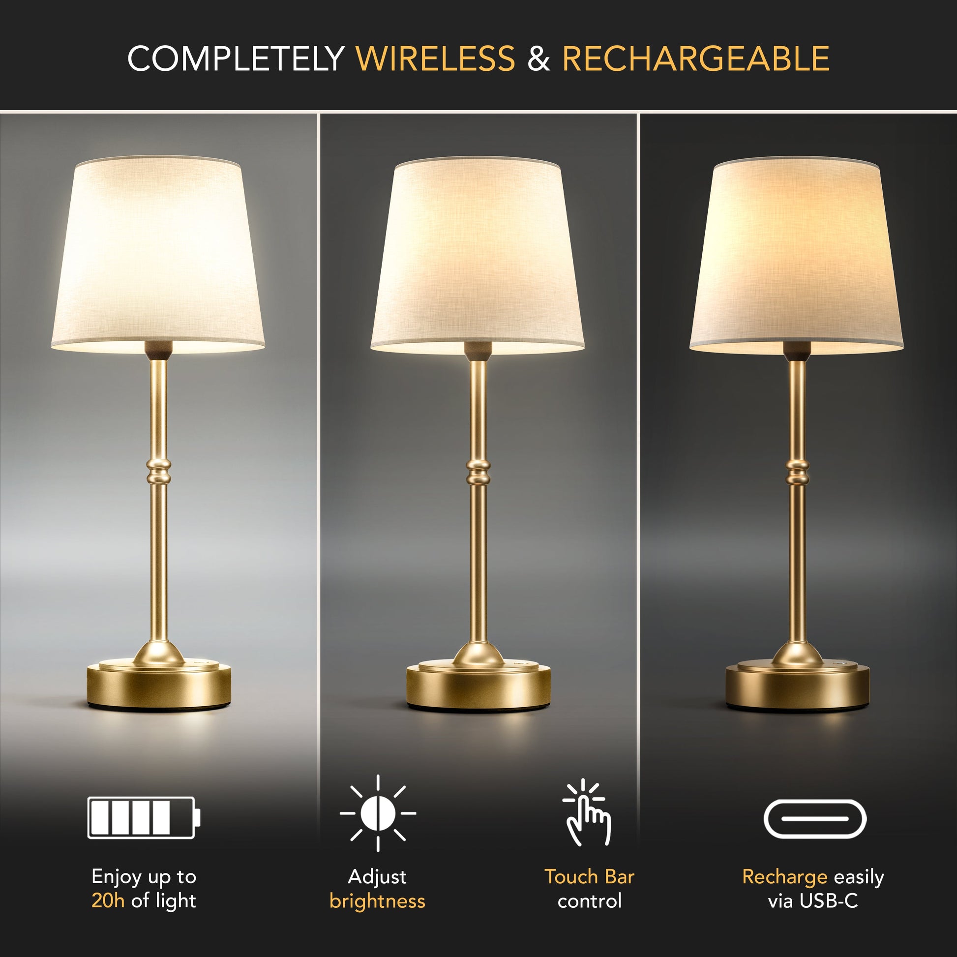 Table Lamp - Stylish Bedside Lamp - Metal & Fabric Shade - Modern Design - Image 5