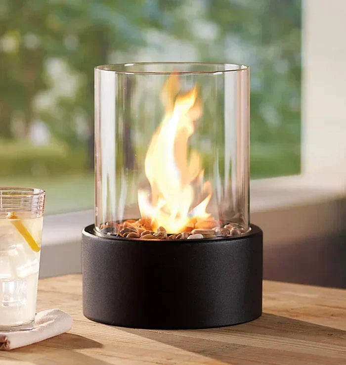 Tabletop Fire Pit with Flame Effect - Cordless, Dimmable, and Weatherproof