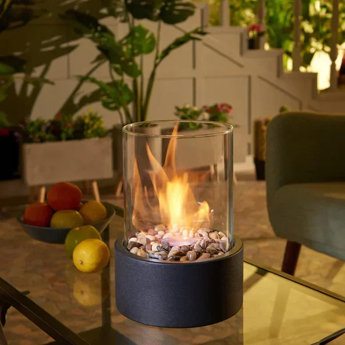 Tabletop Fire Pit with Flame Effect - Cordless, Dimmable, and Weatherproof