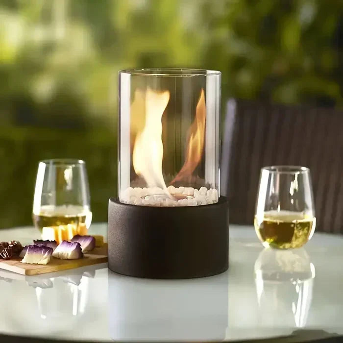 Tabletop Fire Pit with Flame Effect - Cordless, Dimmable, and Weatherproof