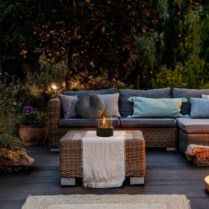 Tabletop Fire Pit with Flame Effect - Cordless, Dimmable, and Weatherproof