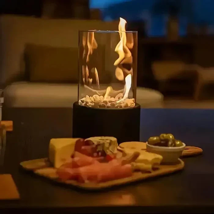 Tabletop Fire Pit with Flame Effect - Cordless, Dimmable, and Weatherproof