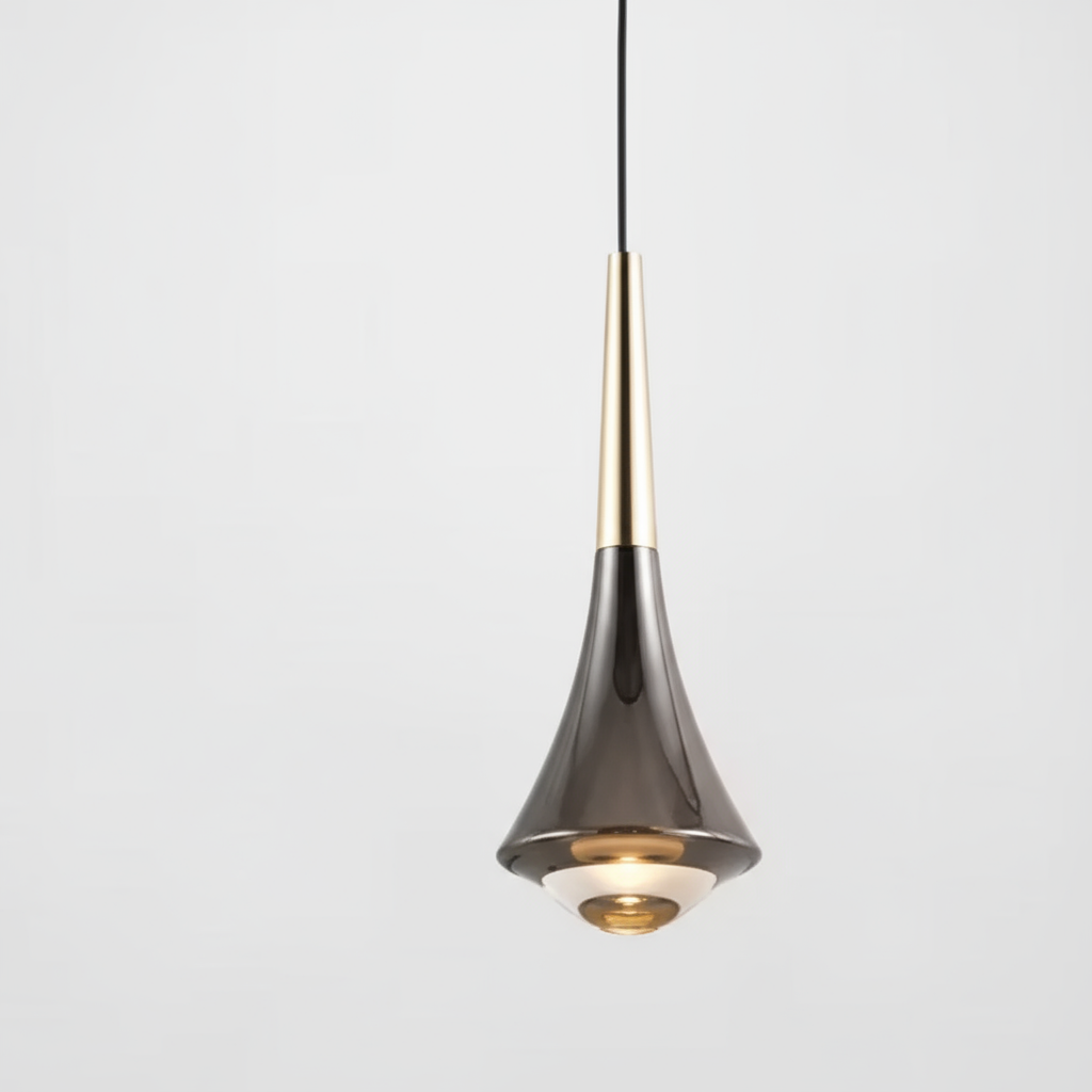 Teardrop Glass Pendant Light - Modern Style - LED 1-Light - Aluminum Accent - Image 1