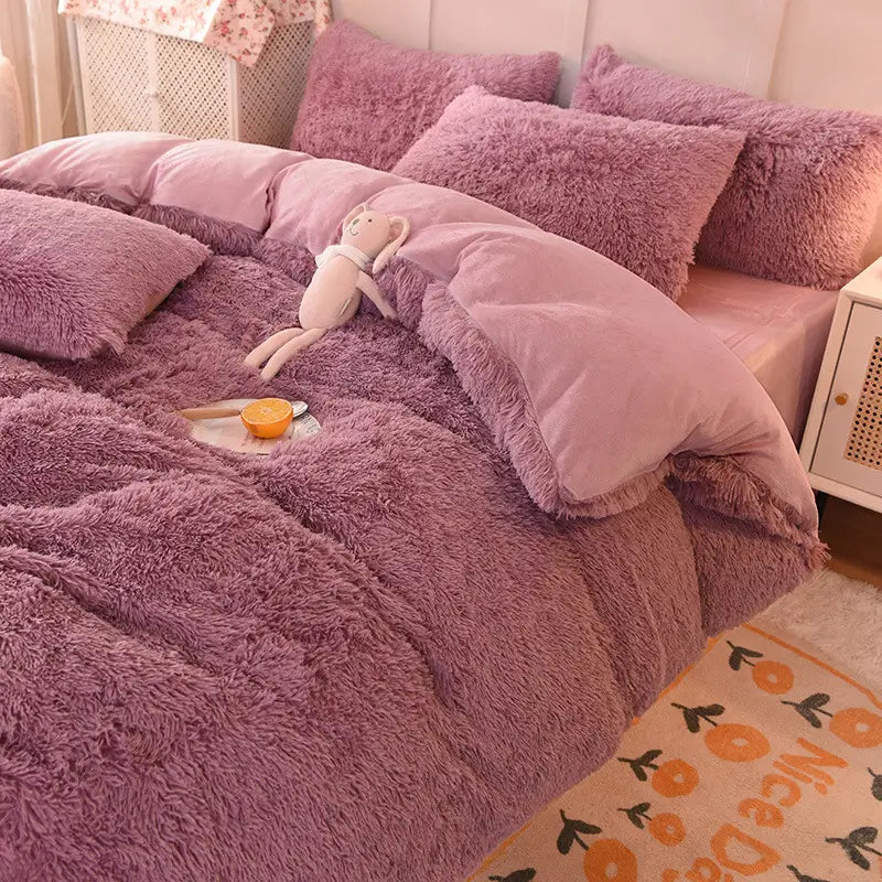 Teddy Fluffy Fleece Bedding Set - Warm & Extra Soft
