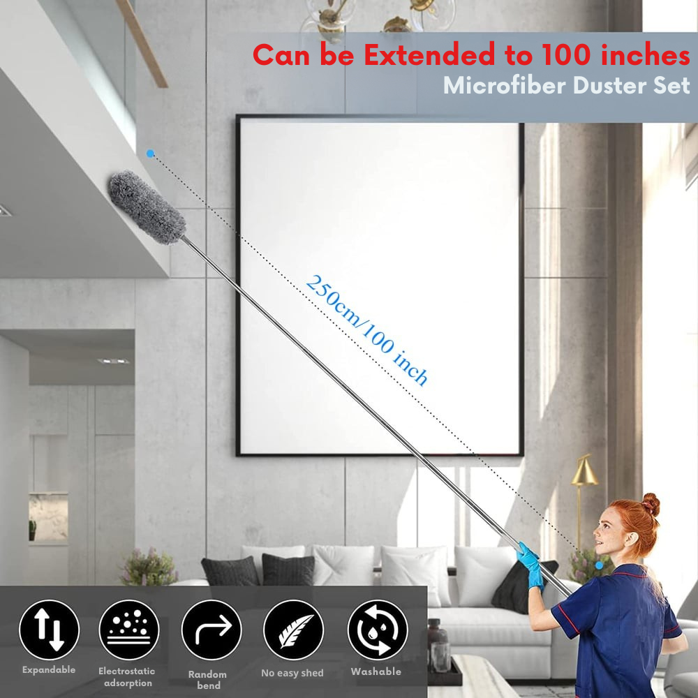 Telescopic Microfiber Duster | Extra Long Reach | Flexible Head | Washable | DustReach