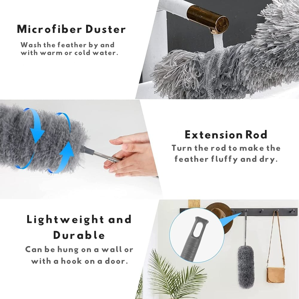 Telescopic Microfiber Duster | Extra Long Reach | Flexible Head | Washable | DustReach