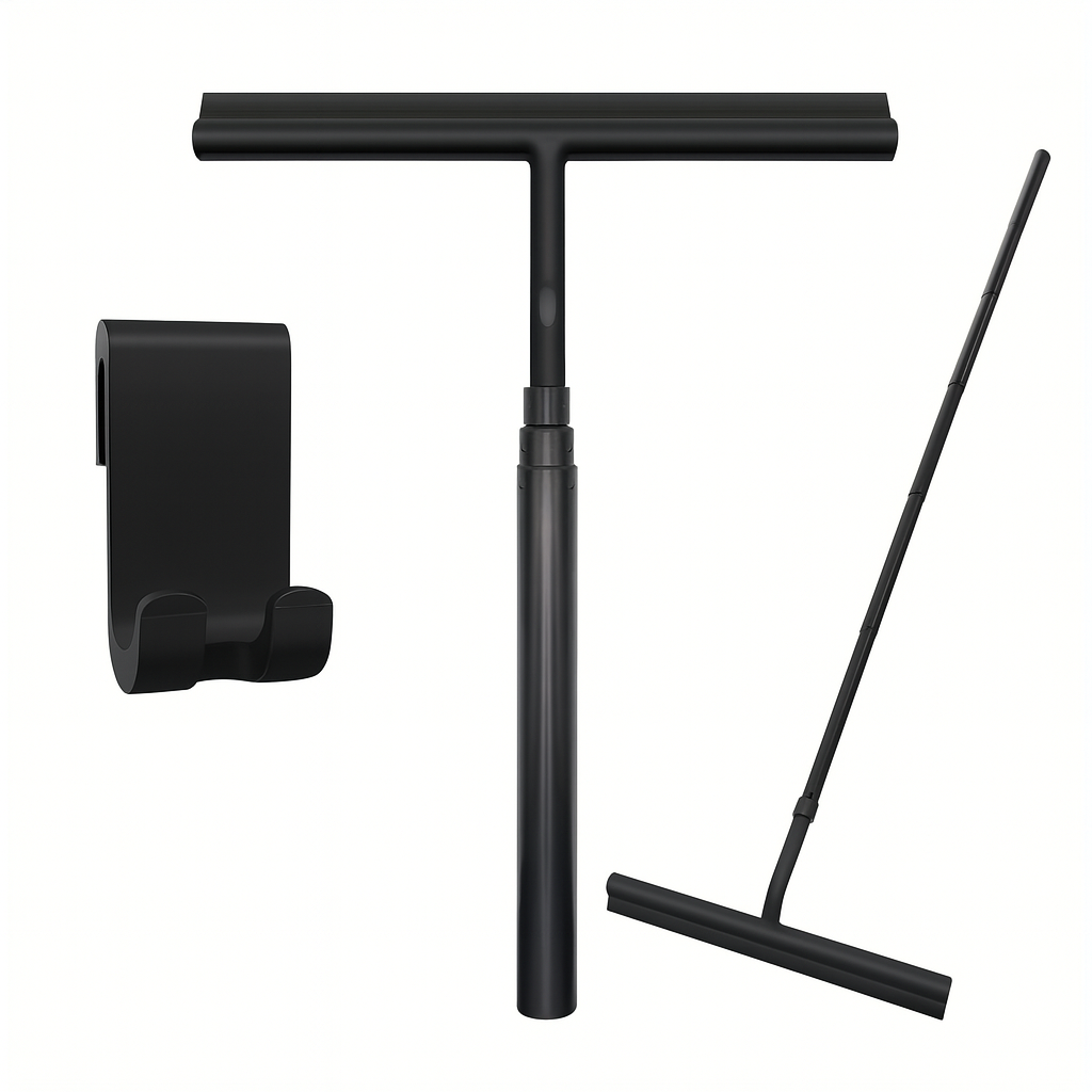 Telescopic Shower Squeegee - Deluxe Black Finish - Extends to 120cm - Image 1