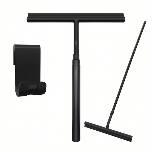Telescopic Shower Squeegee - Deluxe Black Finish - Extends to 120cm - Image 1