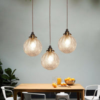 Textured Glass Globe Pendant Light - Brass Accents - Elegant Modern Lighting