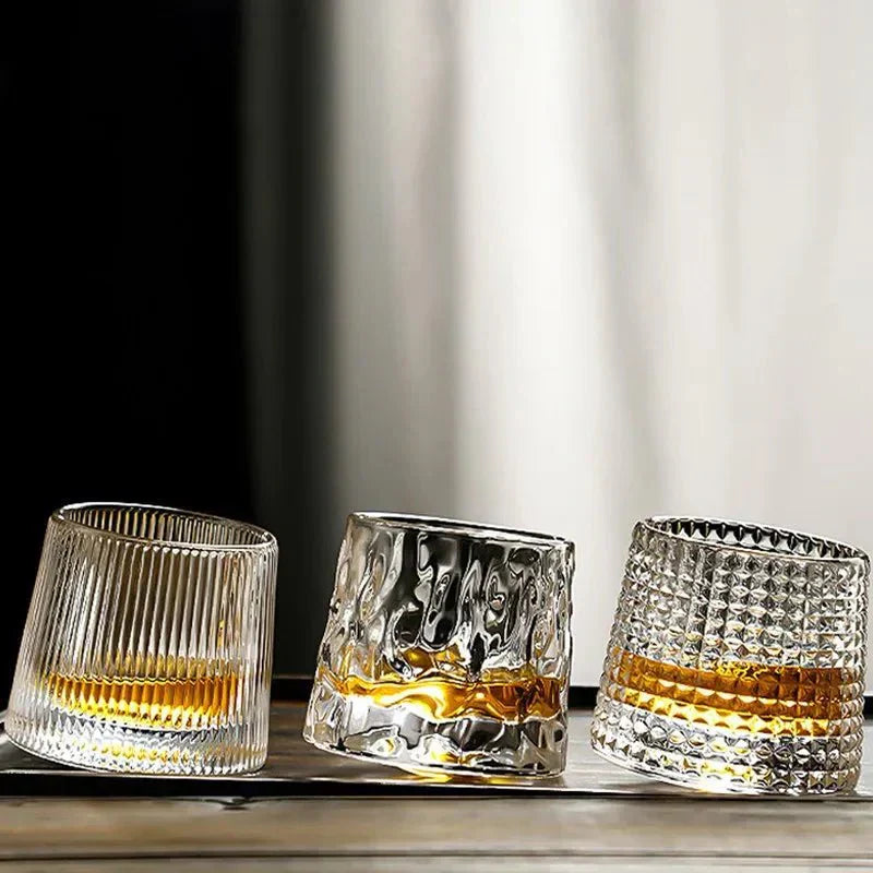 Textured Glass Whisky Glass - Rotating Design - Elegant - Interior - Image 2