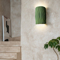 Textured Resin Wall Sconce - Half Cylinder LED Wall Light - Modern Style