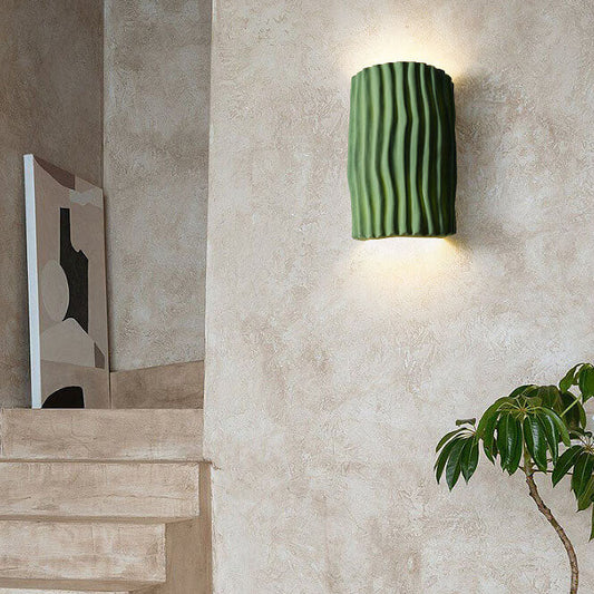 Textured Resin Wall Sconce - Half Cylinder LED Wall Light - Modern Style - Image 1