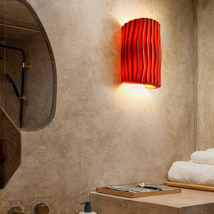 Textured Resin Wall Sconce - Half Cylinder LED Wall Light - Modern Style - Image 3