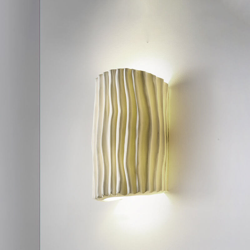 Textured Resin Wall Sconce - Half Cylinder LED Wall Light - Modern Style - Image 5