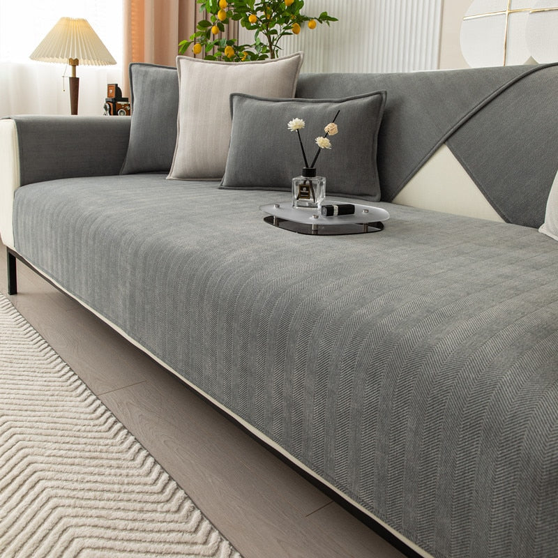 Textured Sofa Cover - Washable Polyester Protector - Stylish Furniture Shield - Image 1
