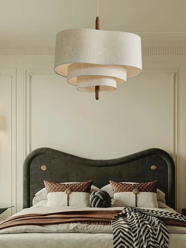 Tiered Linen Pendant Light - Modern Fabric Shade Chandelier - Image 3