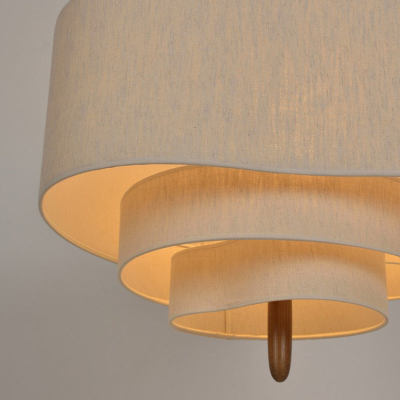 Tiered Linen Pendant Light - Modern Fabric Shade Chandelier - Image 4