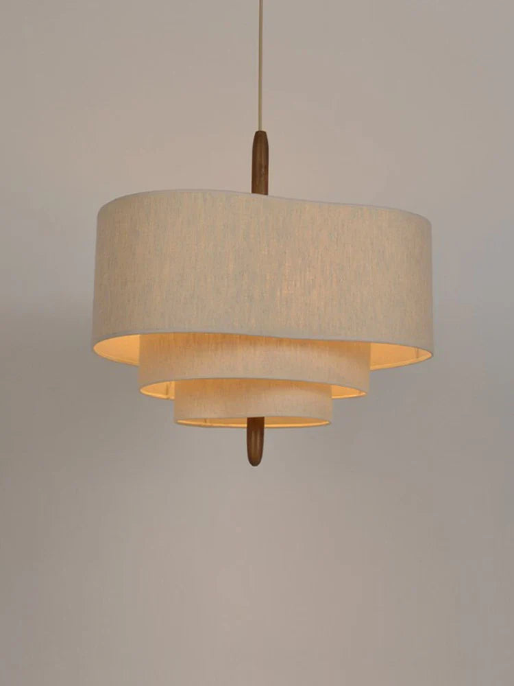 Tiered Linen Pendant Light - Modern Fabric Shade Chandelier - Image 5