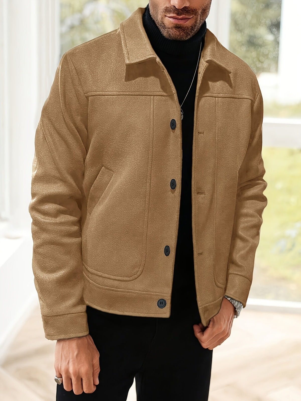 Transitional Jacket with Button Placket