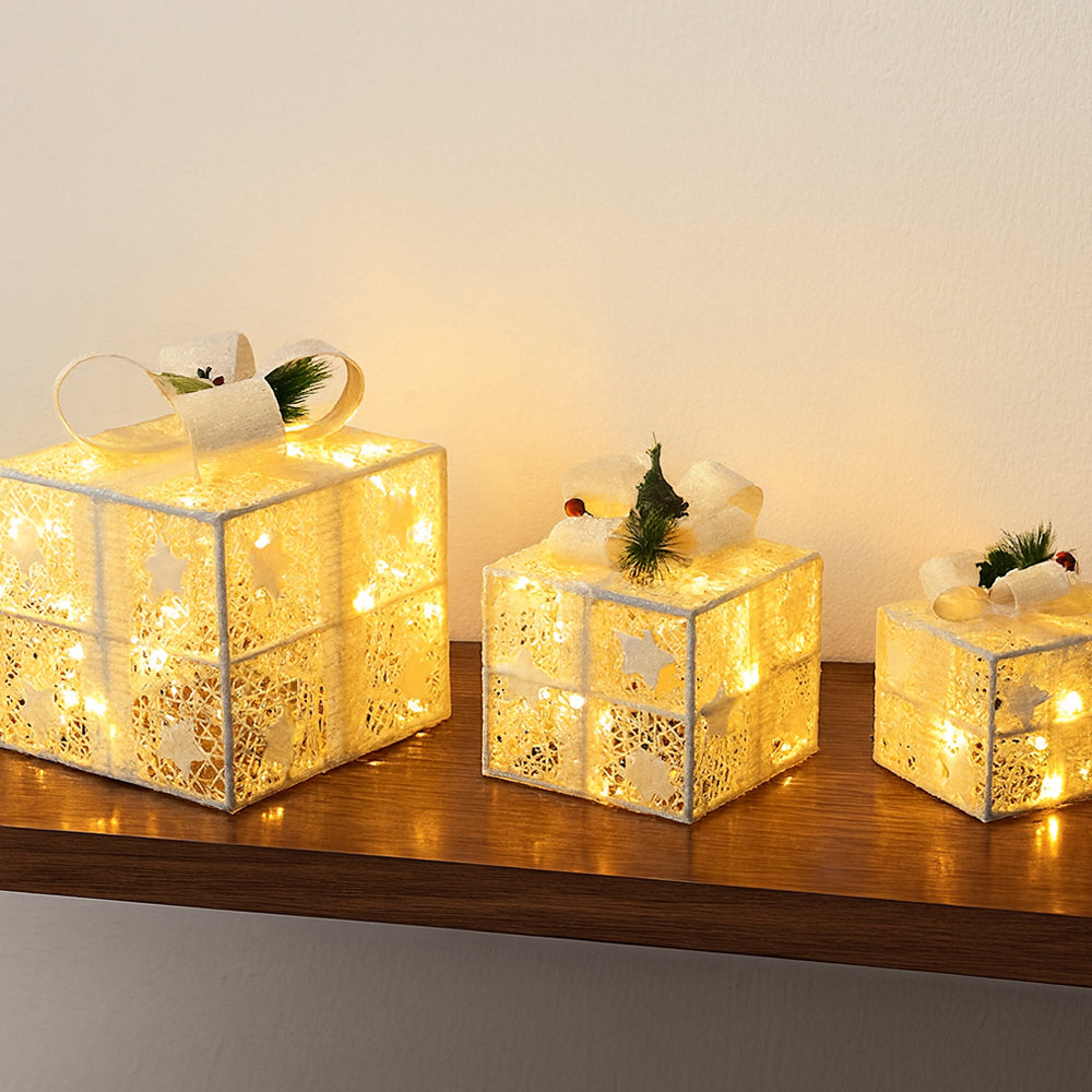 Transparent LED Gift Boxes - Set of 3