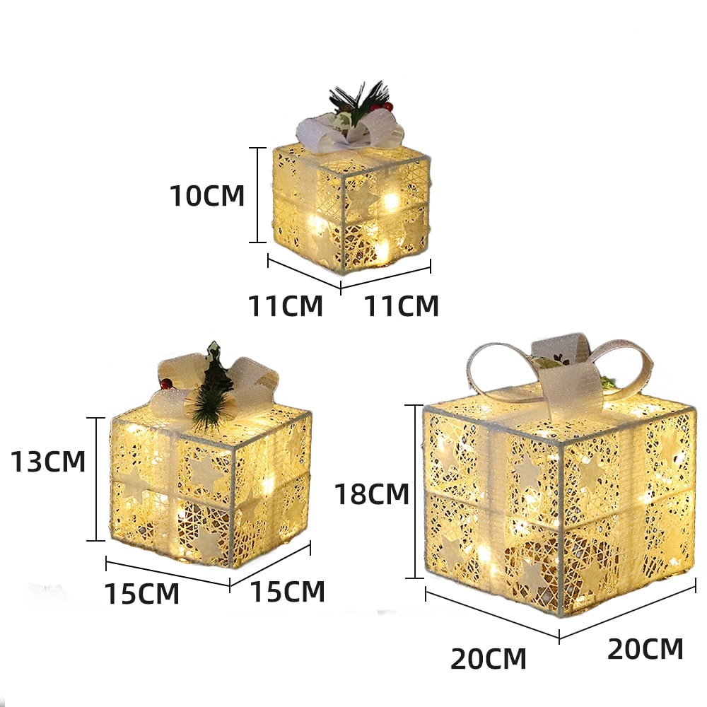 Transparent LED Gift Boxes - Set of 3