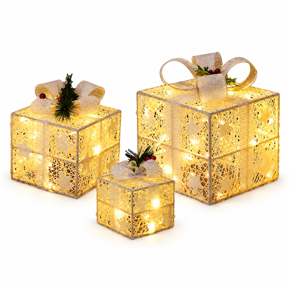 Transparent LED Gift Boxes - Set of 3
