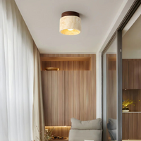 Travertine Ceiling Light Fixture - Wood Accent - Stylish Home Decor
