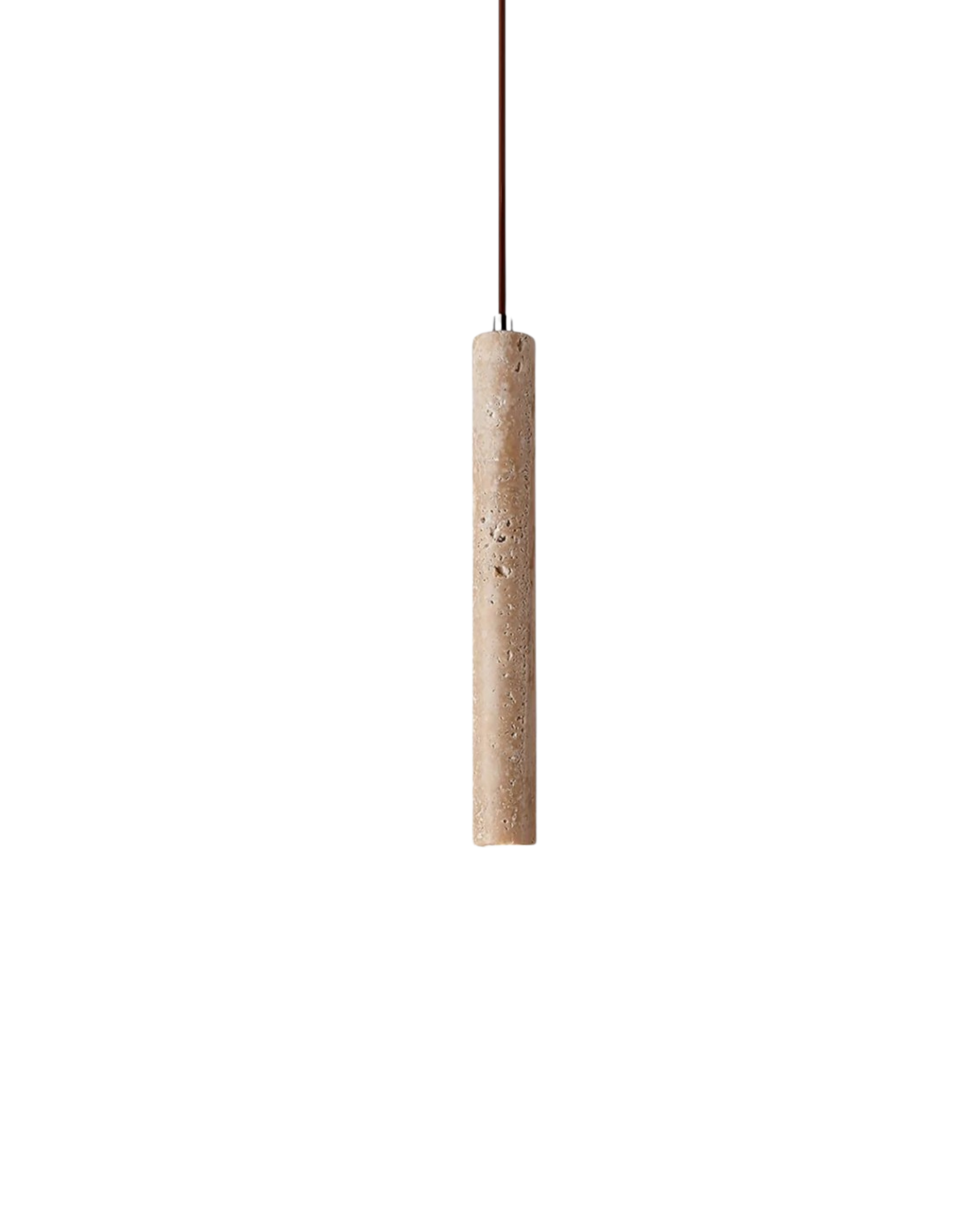 Travertine Cylinder Pendant Light - Japandi Style Hanging Lamp - Slim Tube - Image 2