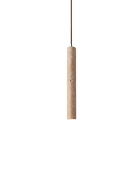 Travertine Cylinder Pendant Light - Japandi Style Hanging Lamp - Slim Tube