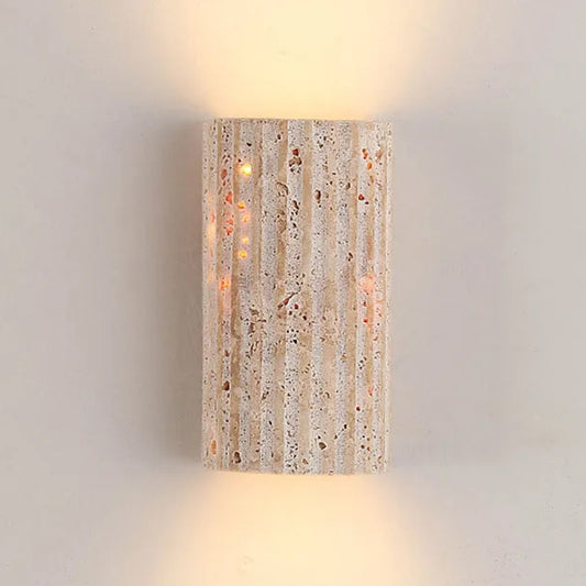 Travertine Cylinder Wall Light - Up Down Sconce - Hallway & Bedroom Lighting - Image 1