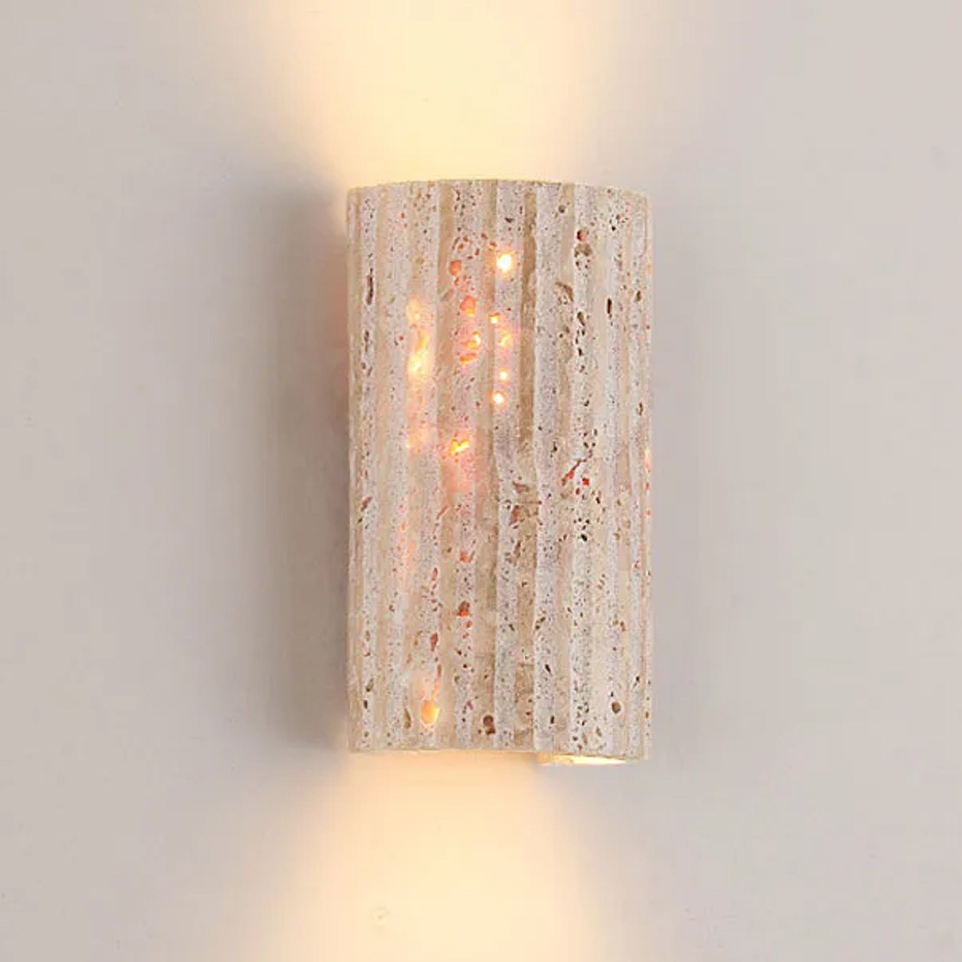 Travertine Cylinder Wall Light - Up Down Sconce - Hallway & Bedroom Lighting - Image 2