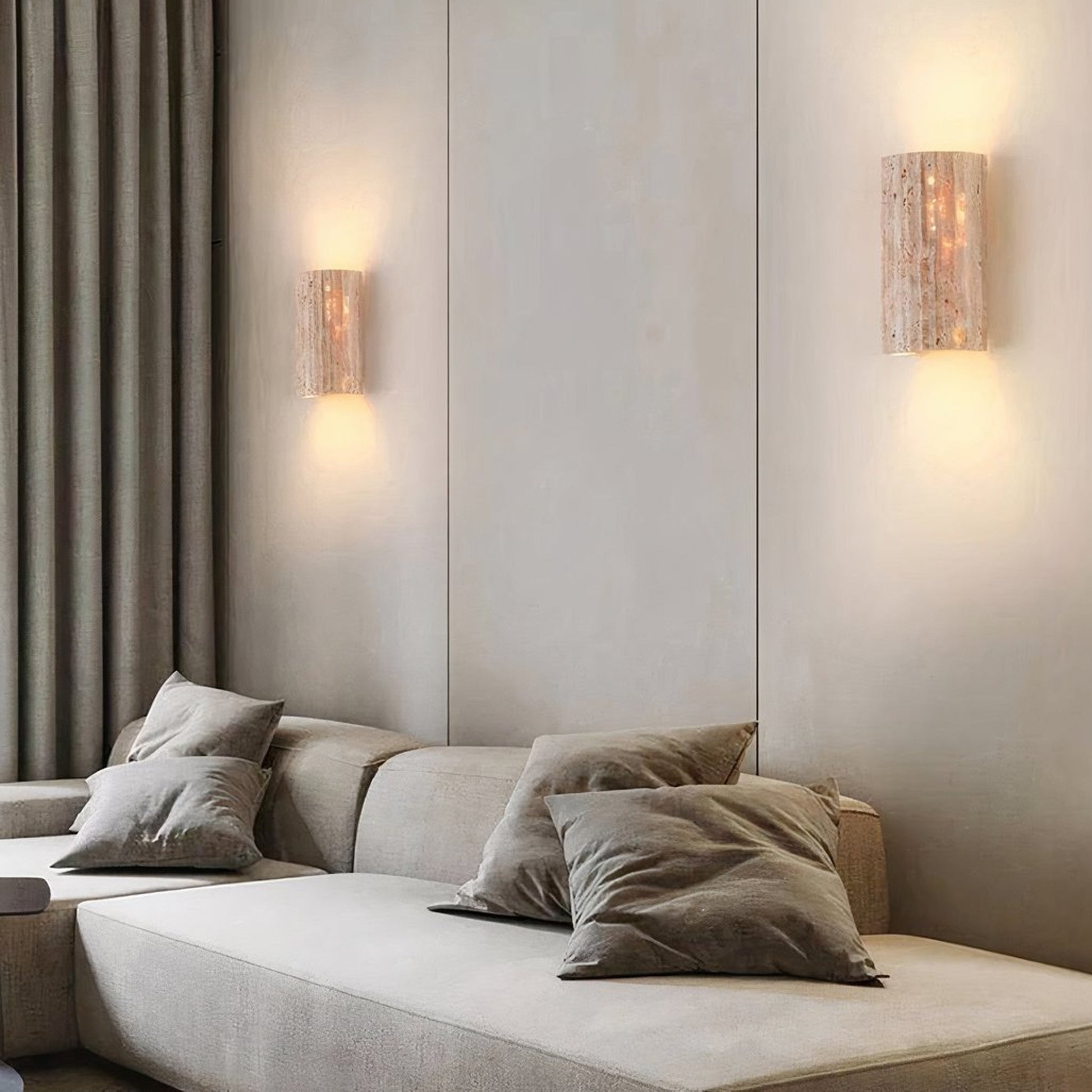 Travertine Cylinder Wall Light - Up Down Sconce - Hallway & Bedroom Lighting - Image 5